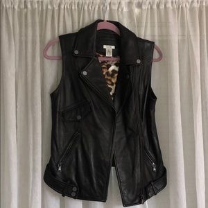 Black genuine leather vest
